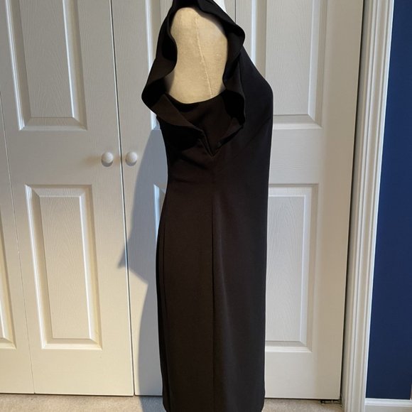 NWT Calvin Klein Little Black Dress Sheath Ruffle Sleeveless Size 6 NEW - Picture 3 of 9